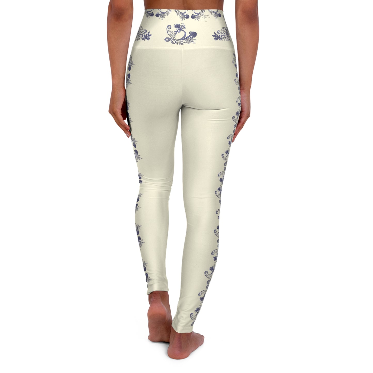 Botanical Blues High Waisted Yoga Leggings