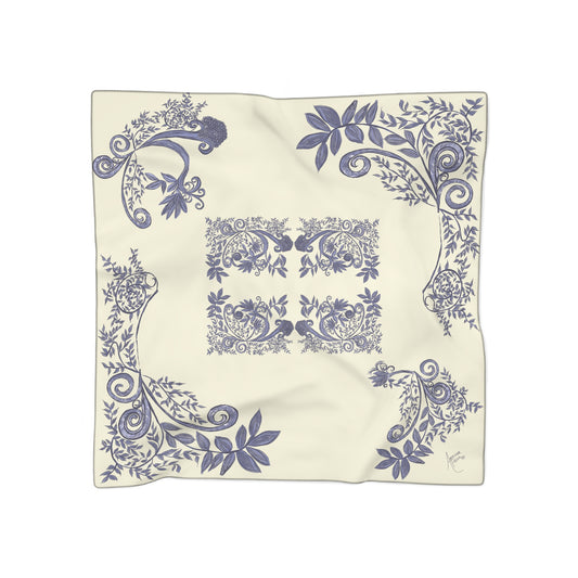 Botanical Blues Classic Square Chiffon Scarf