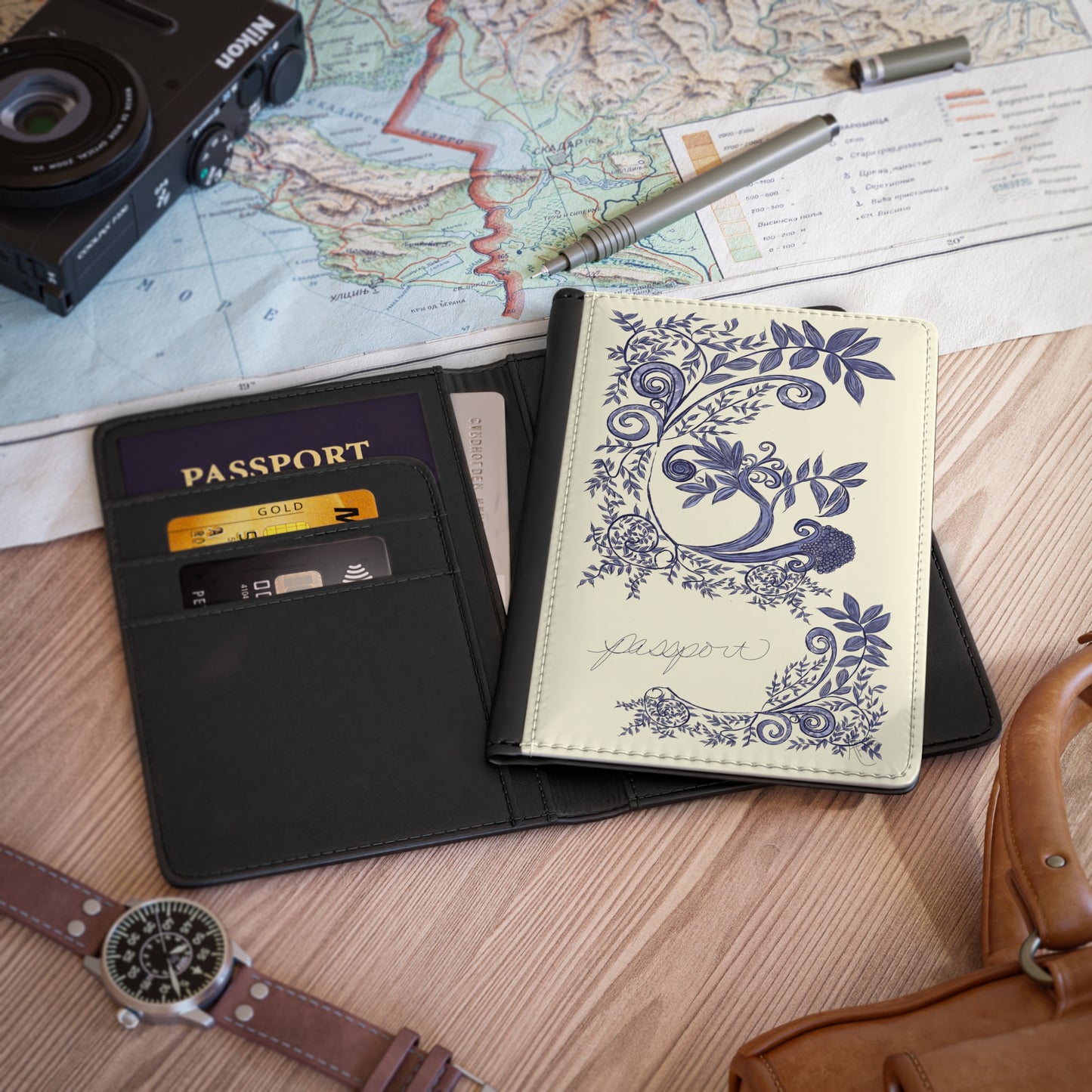 Botanical Blues Passport Cover