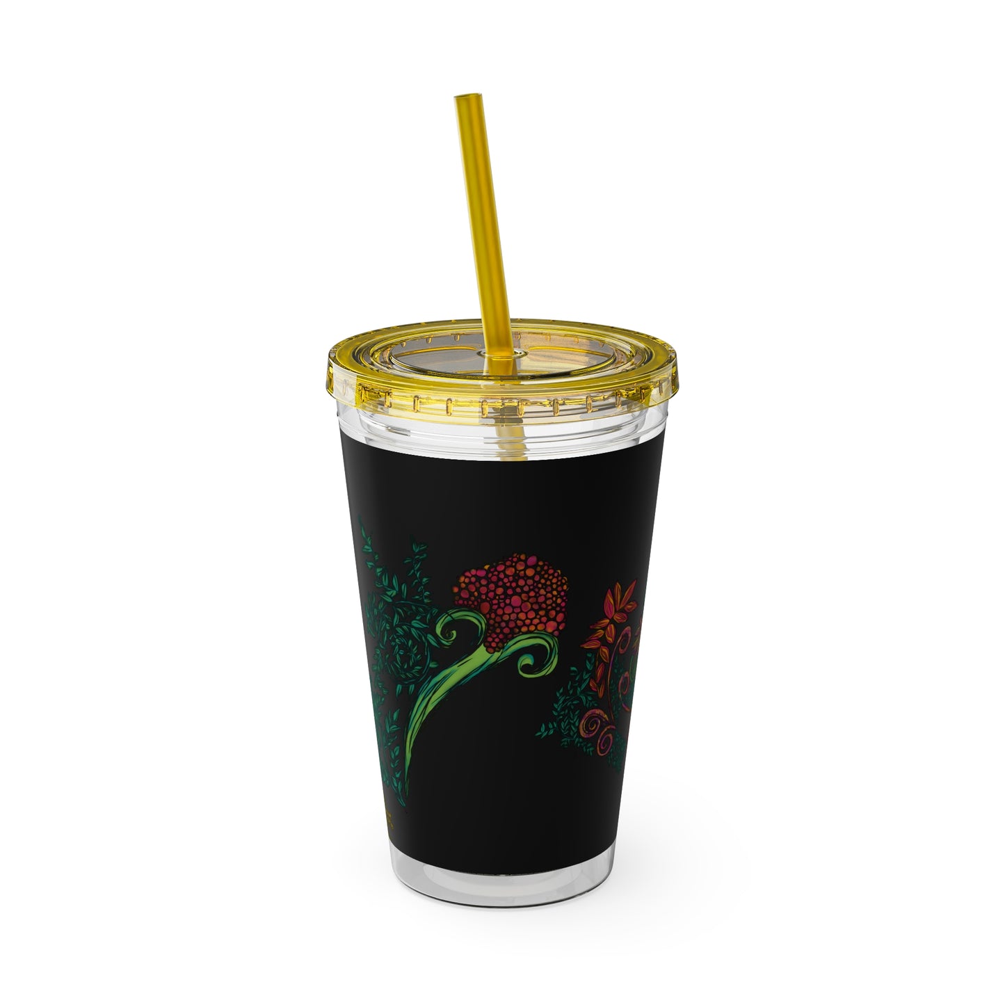 Flourished Fury Sunsplash Tumbler with Straw, 16oz