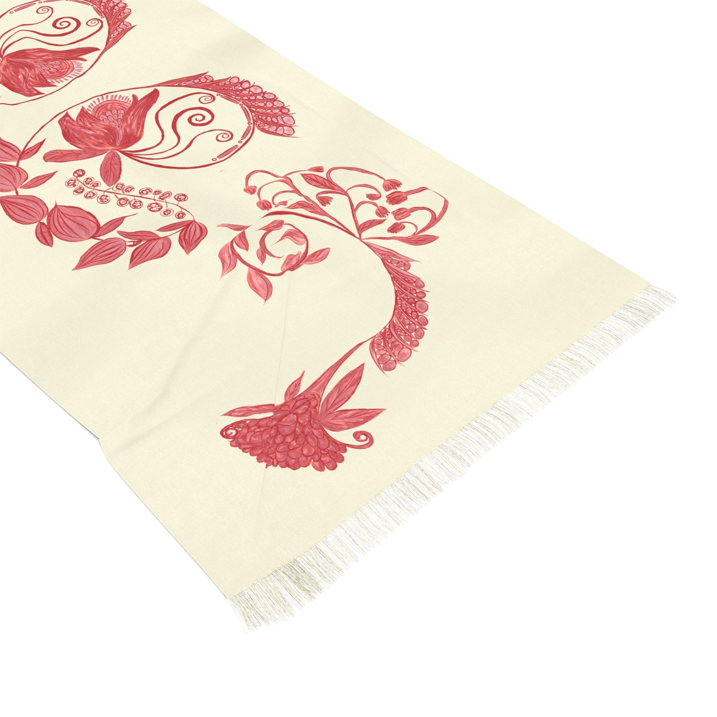 Cheery Cherry Chinoiserie Lightweight Scarf/Shawl