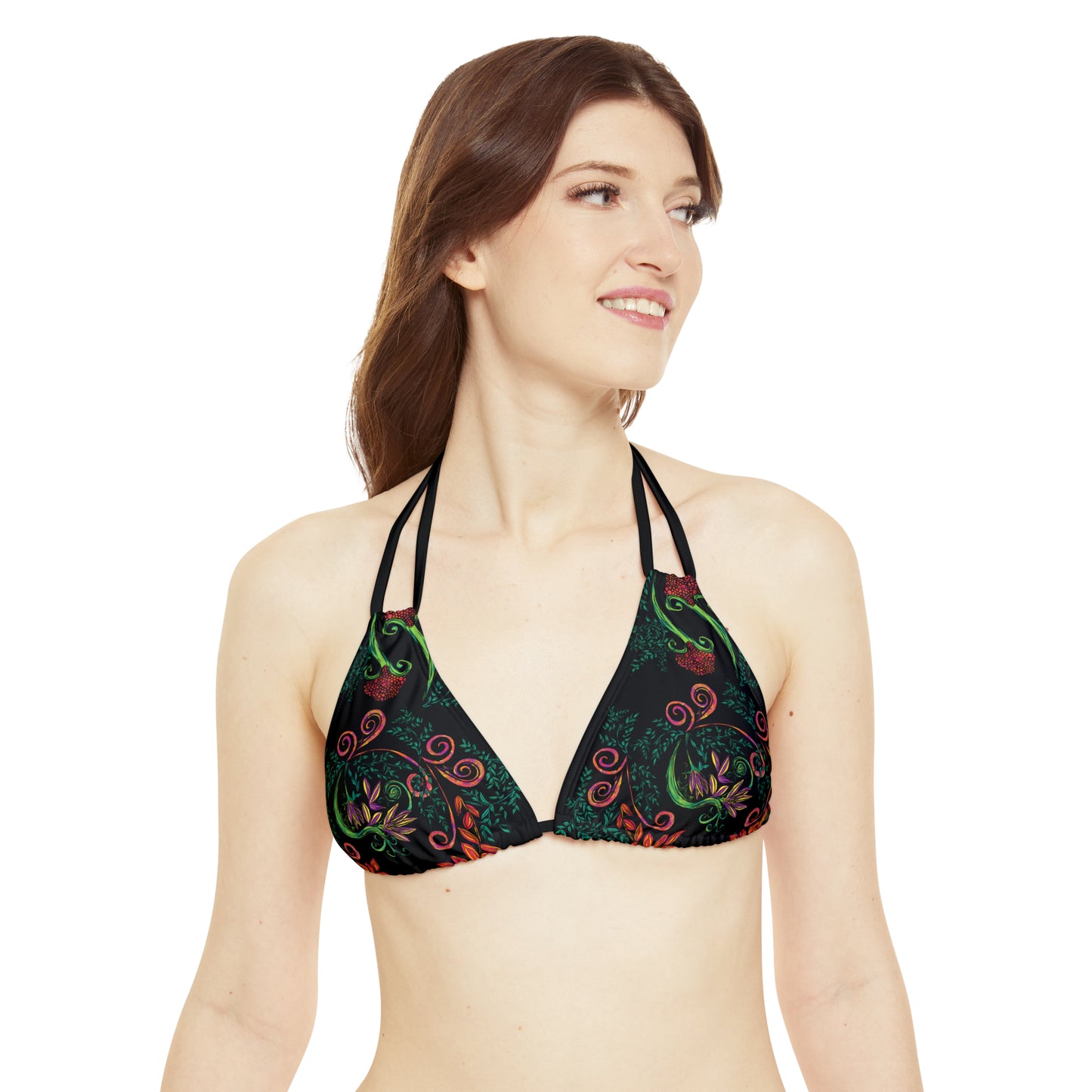 Flourished Fury Strappy Triangle Bikini Top