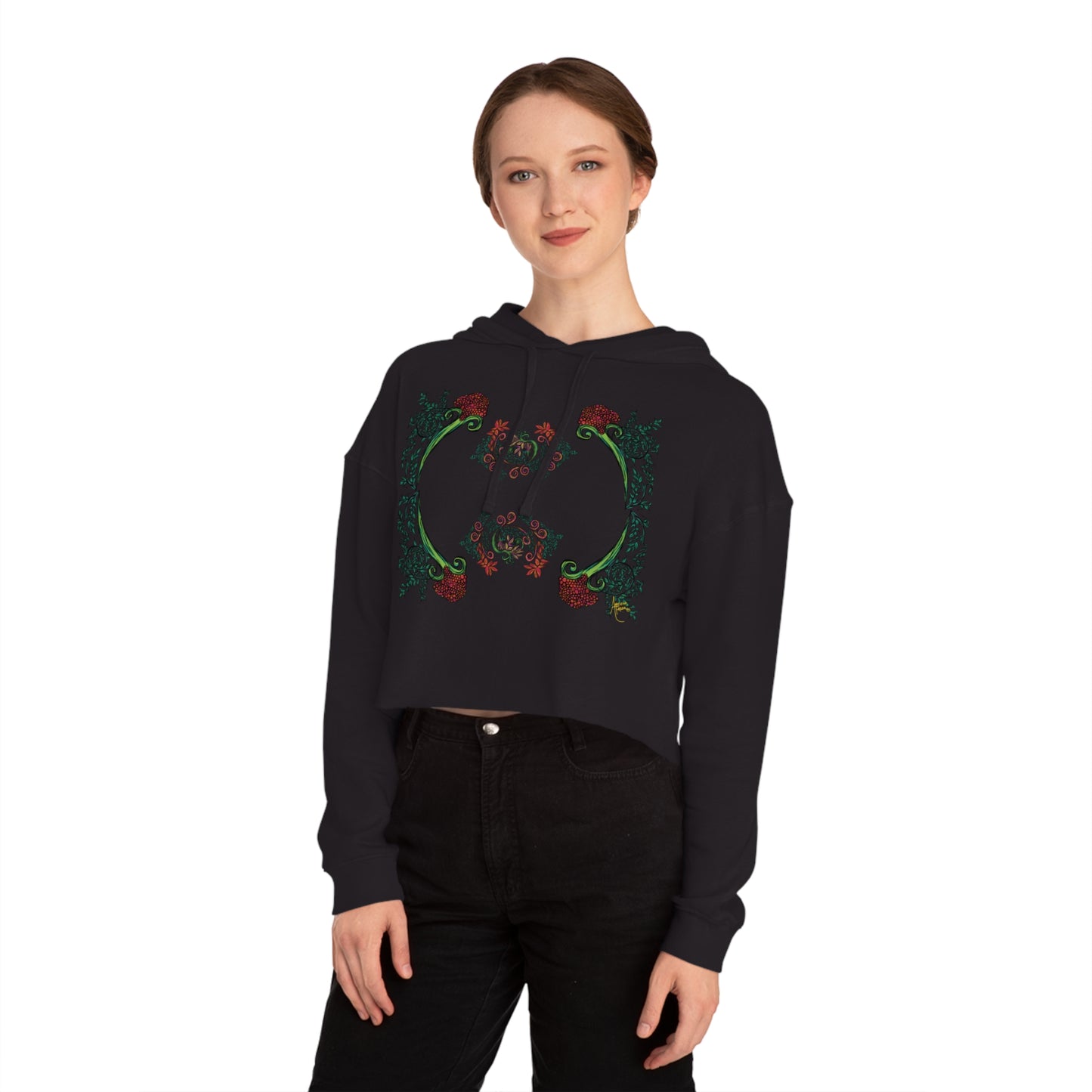 Flourished Fury Women’s Cropped Hooded Sweatshirt