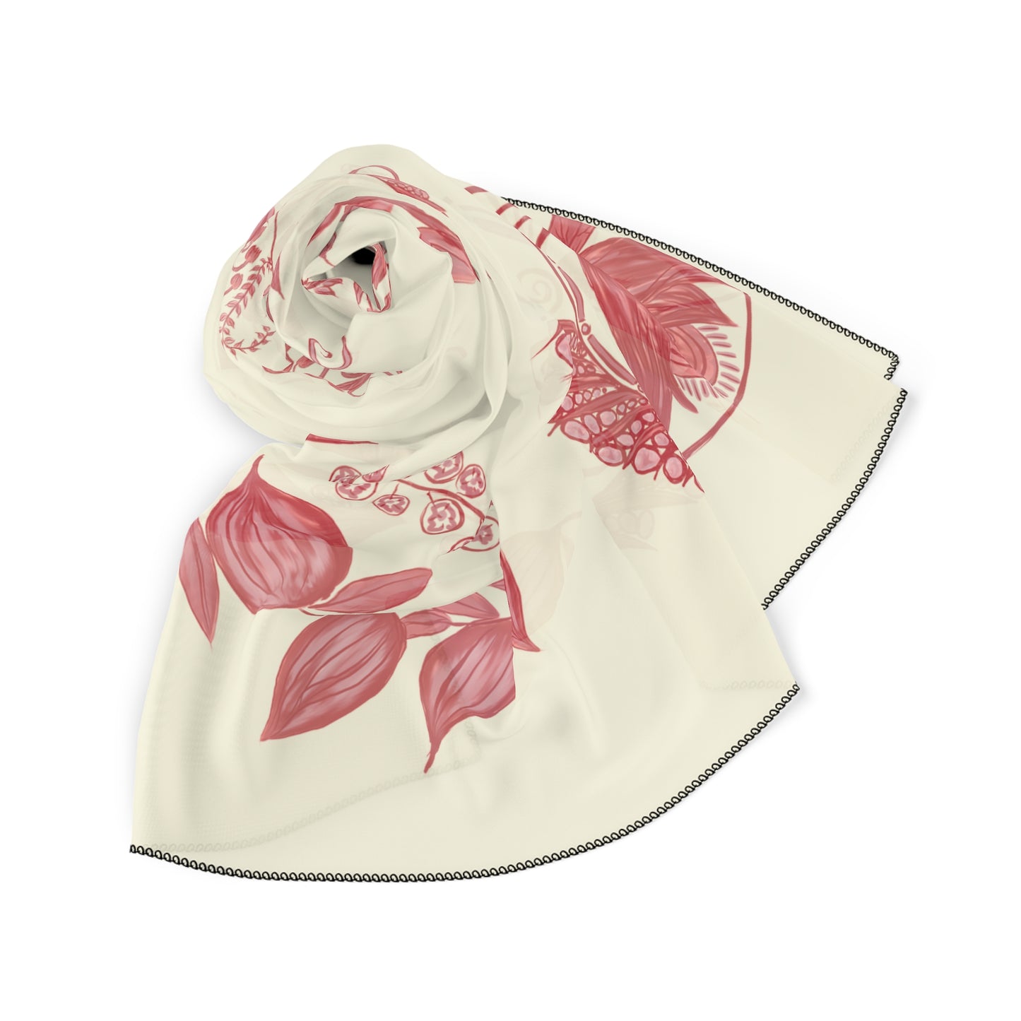 Cherry Chinoiserie Classic Square Chiffon Scarf