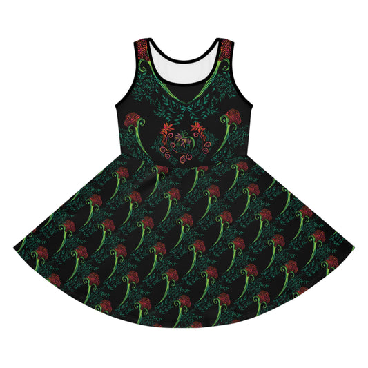 Flourished Fury Girls' Sleeveless Sundress