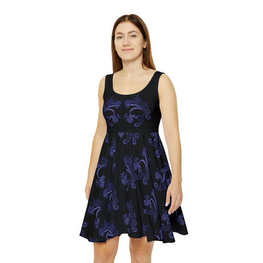 Midnight Botanical Blues Women's Skater Dress