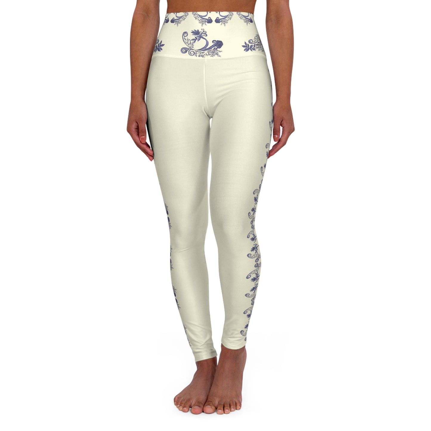 Botanical Blues High Waisted Yoga Leggings