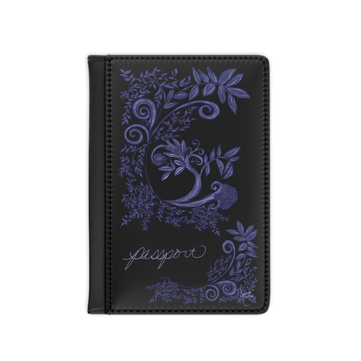 Midnight Botanical Blues Passport Cover