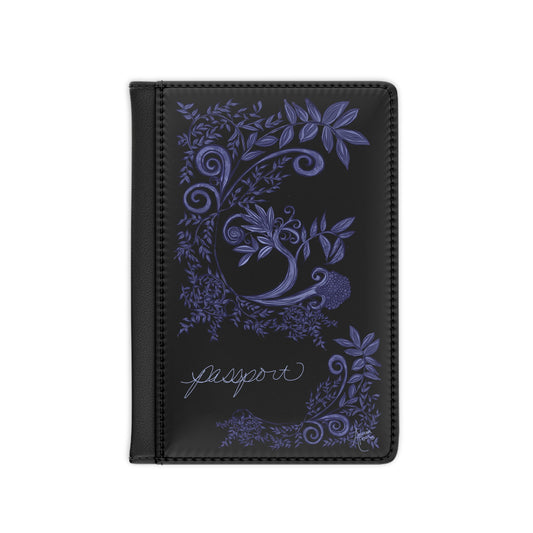 Midnight Botanical Blues Passport Cover