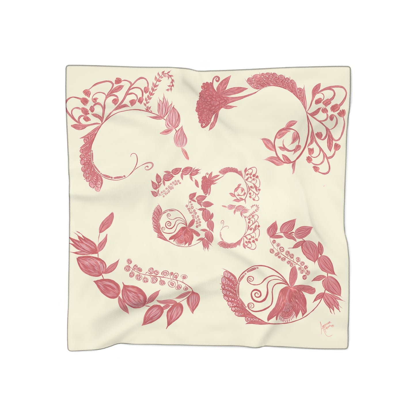 Cherry Chinoiserie Classic Square Chiffon Scarf