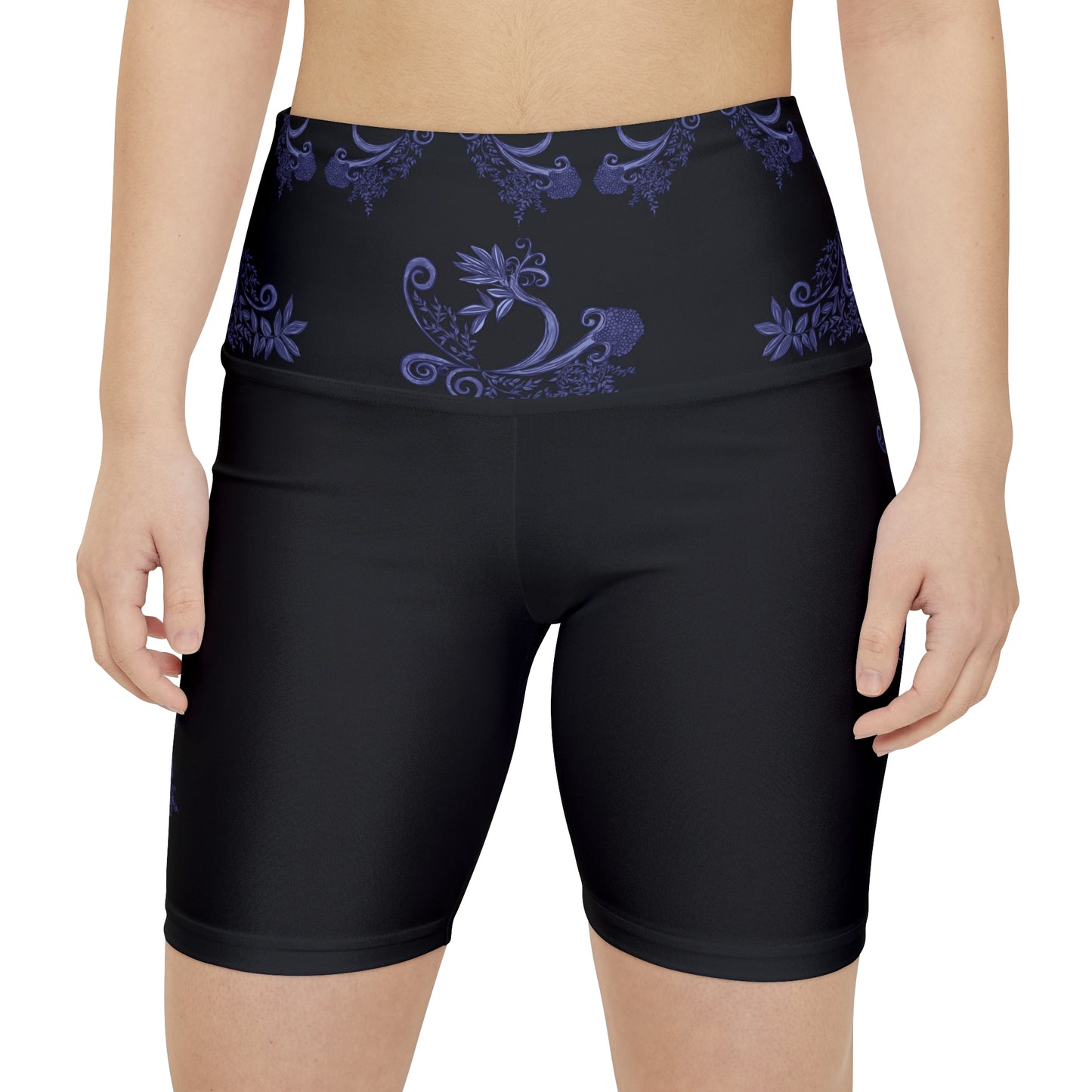 Midnight Botantical Blues Women's Workout Shorts