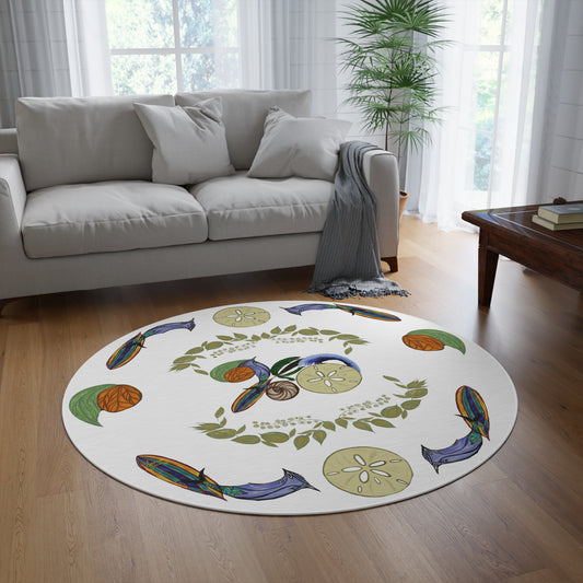 Sandy Snowless Sunsets Round Rug