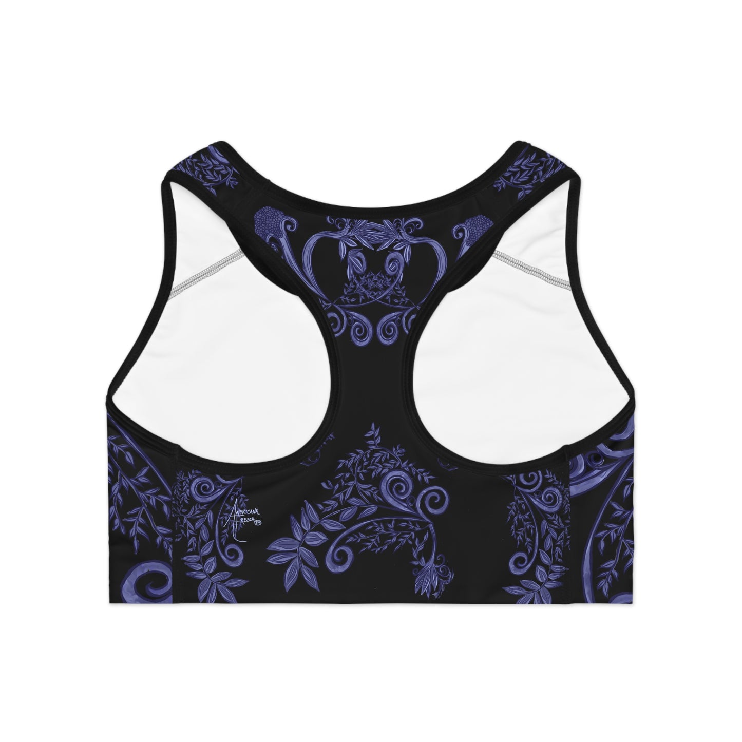 Midnight Botanical Blues Sports Bra