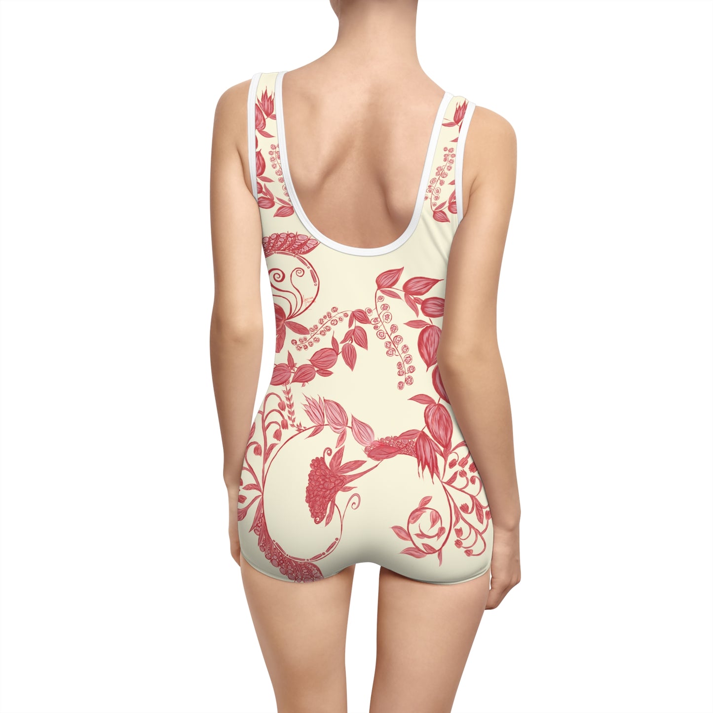 Cheery Cherry Chinoiserie Women's Vintage Swimsuit