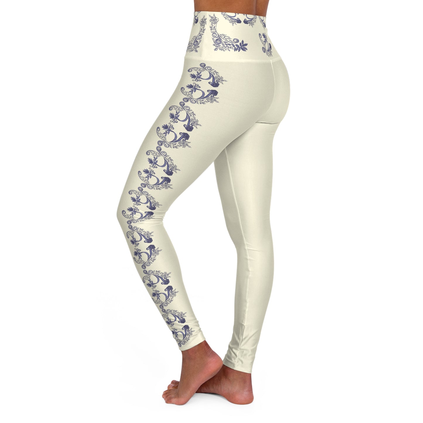 Botanical Blues High Waisted Yoga Leggings