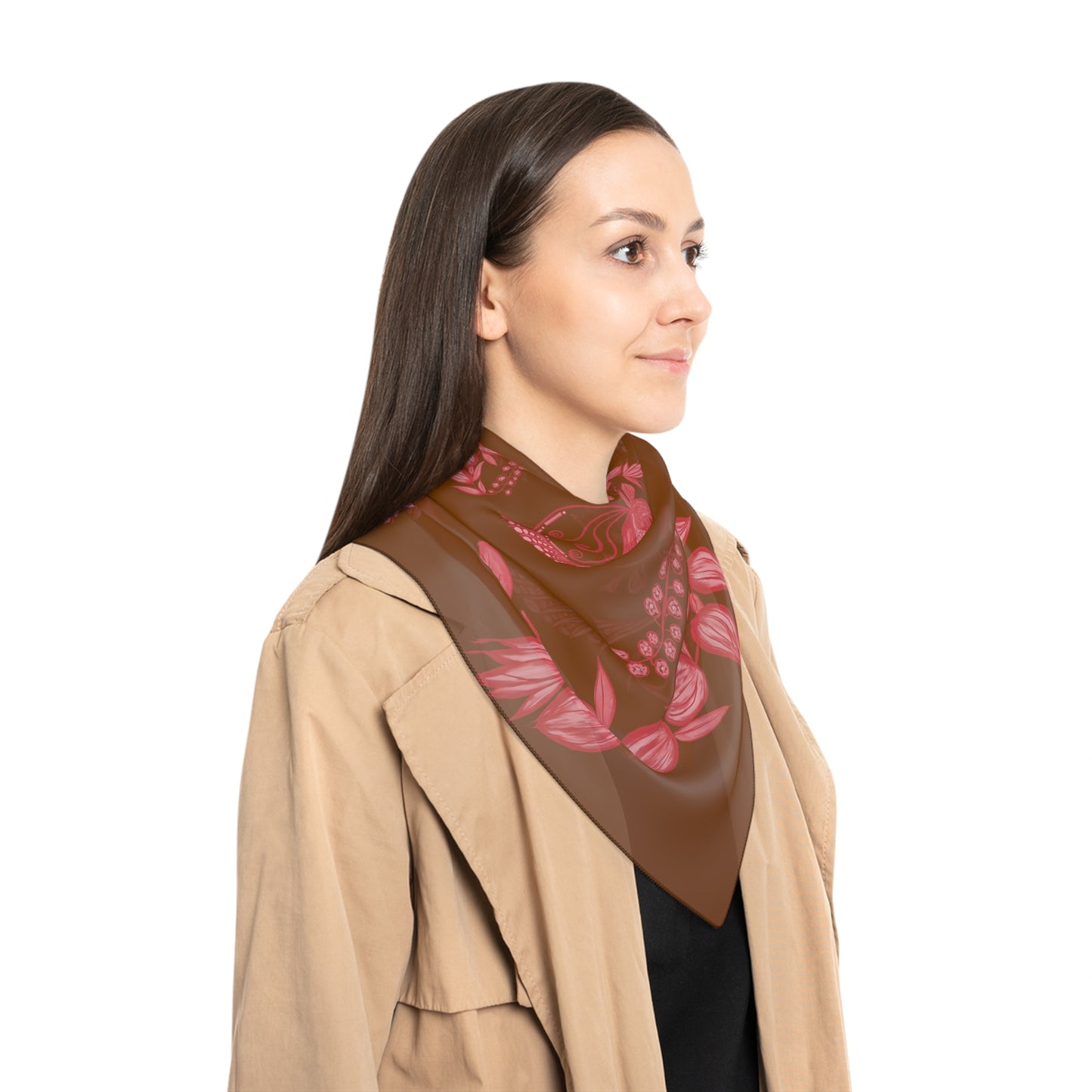 Chocolate Cherry Chinoiserie Classic Square Voile Scarf