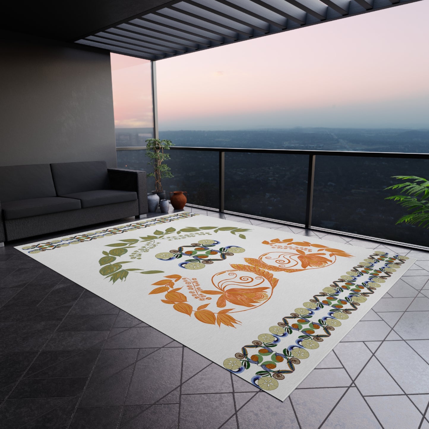 Sandy Snowless Sunsets Outdoor Rug