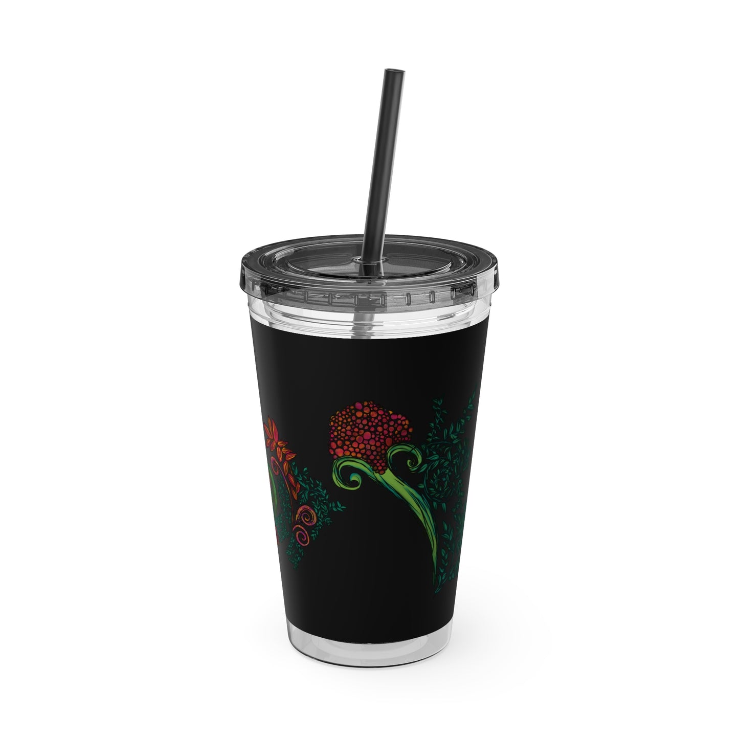 Flourished Fury Sunsplash Tumbler with Straw, 16oz