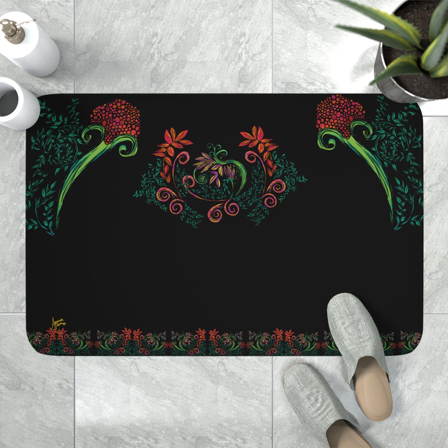 Flourished Fury Memory Foam Bath Mat