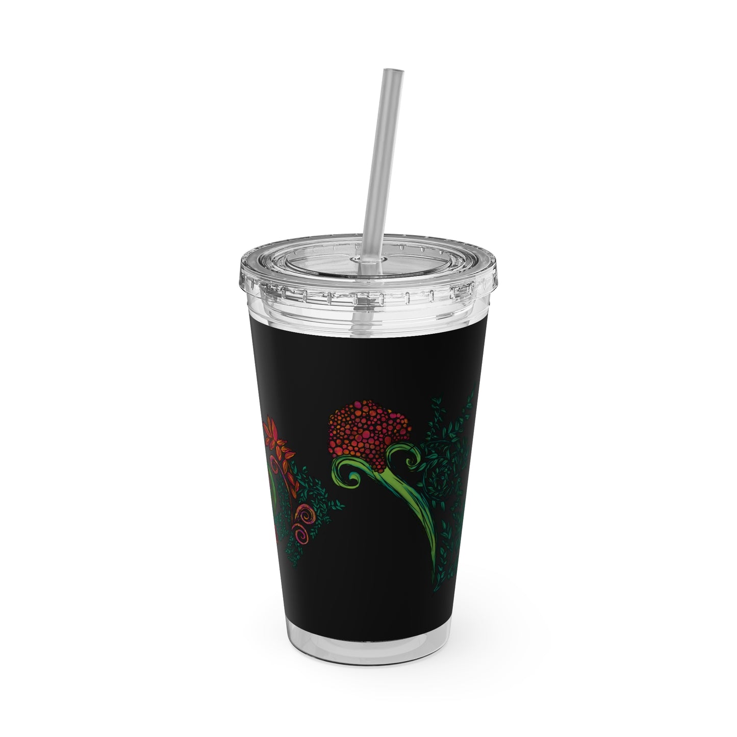 Flourished Fury Sunsplash Tumbler with Straw, 16oz