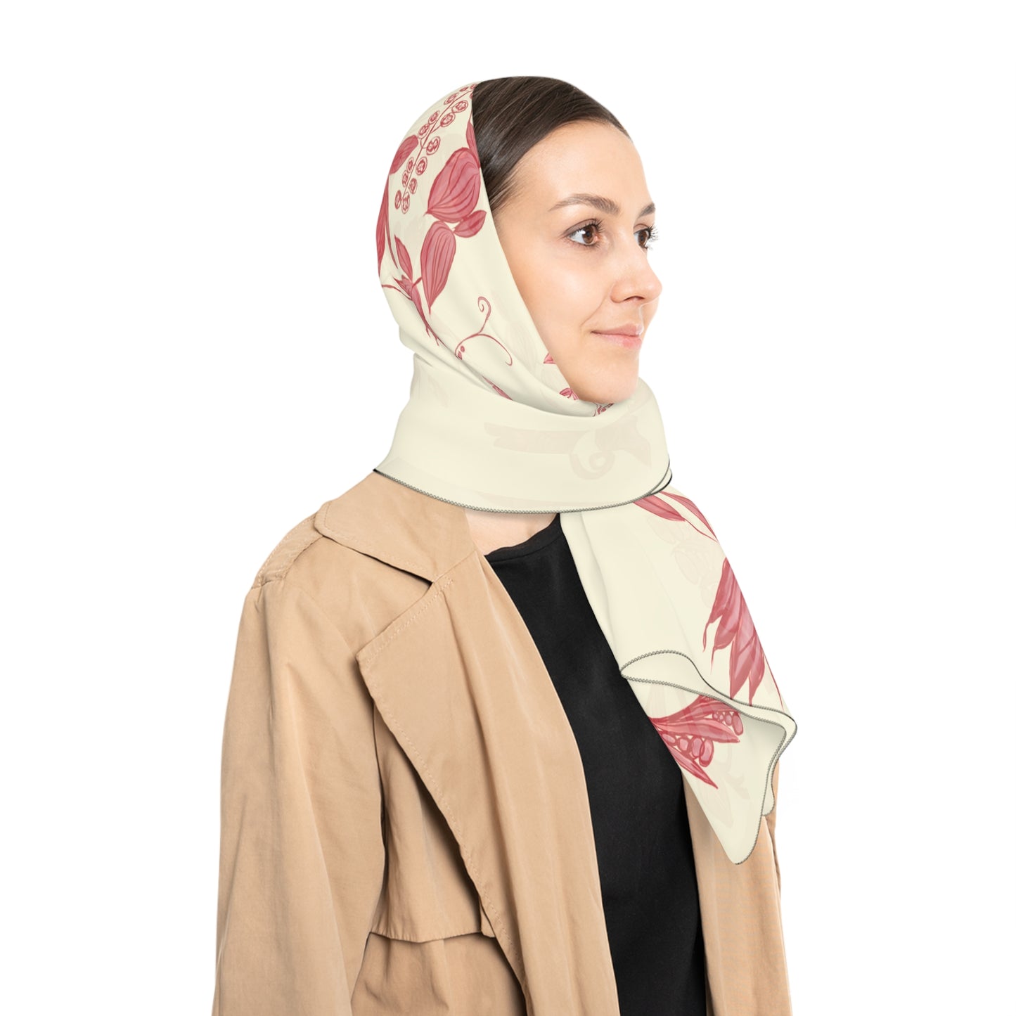 Cherry Chinoiserie Classic Square Chiffon Scarf