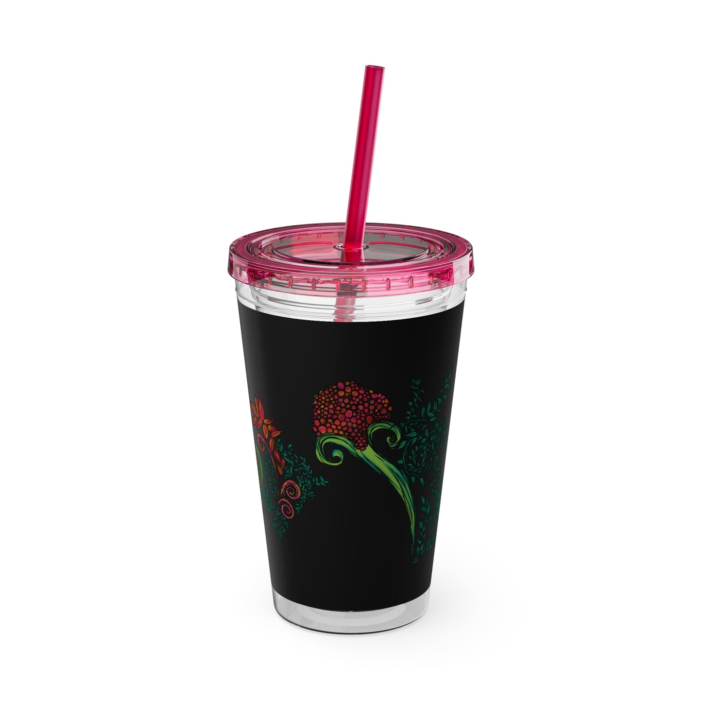 Flourished Fury Sunsplash Tumbler with Straw, 16oz