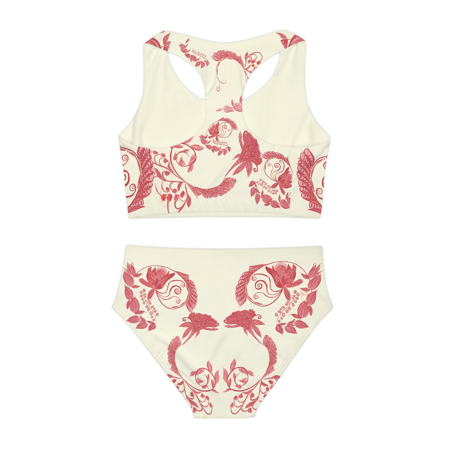 Cheery Cherry Chinoiserie Girls Two Piece Swimsuit