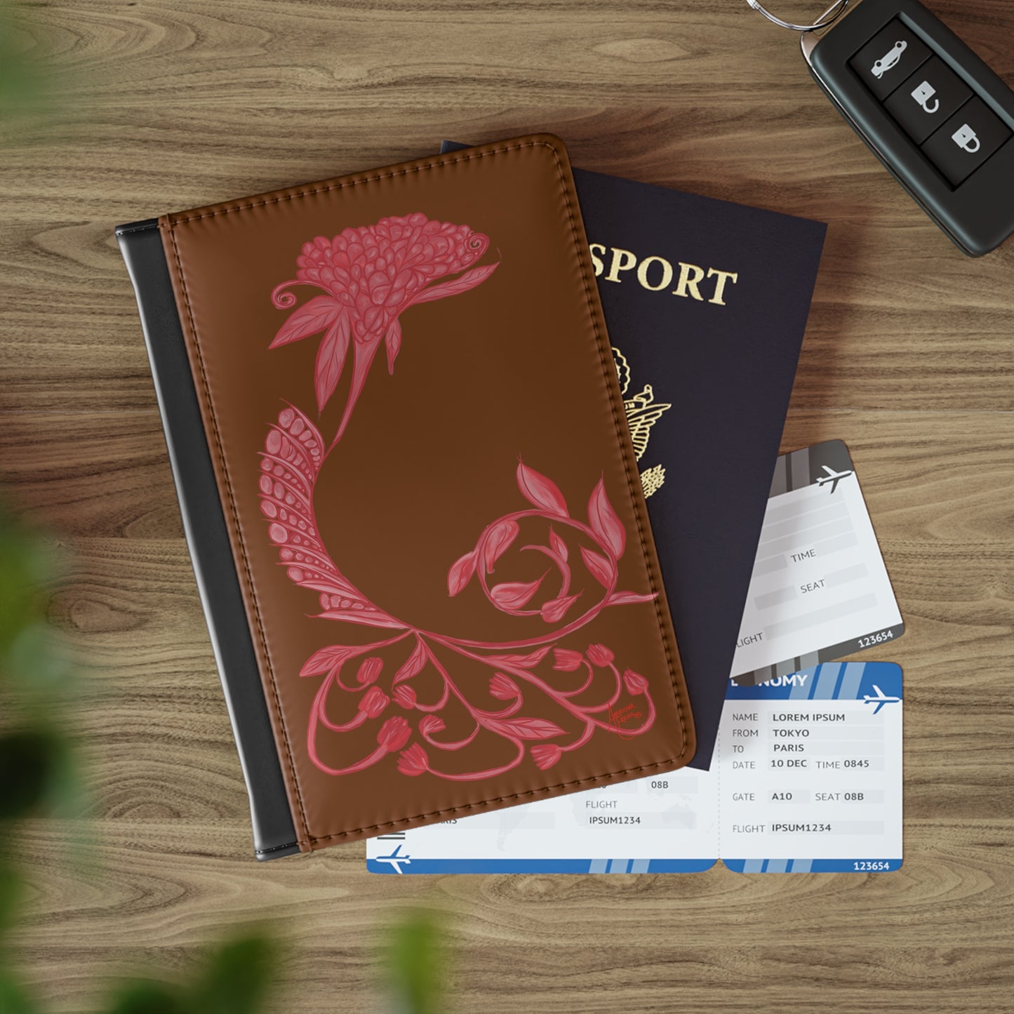 Chocolate Cherry Chinoiserie Passport Cover