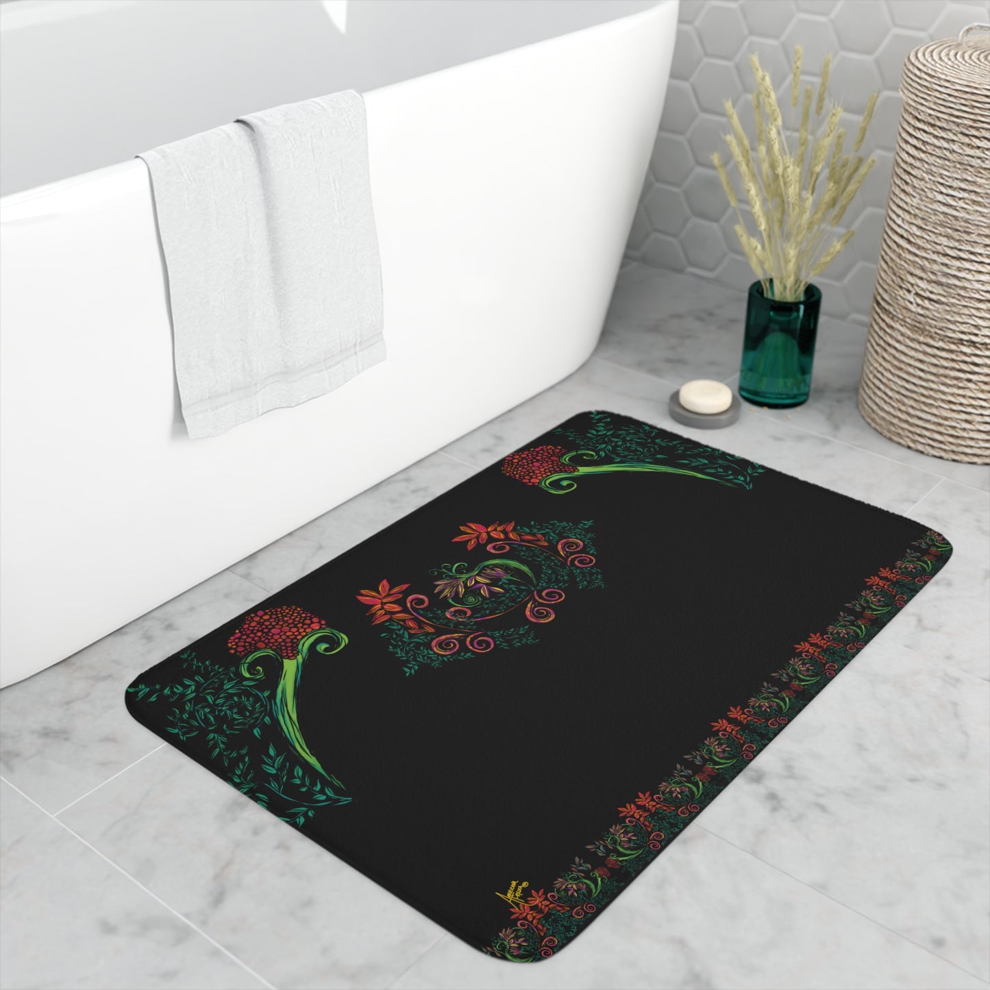 Flourished Fury Memory Foam Bath Mat