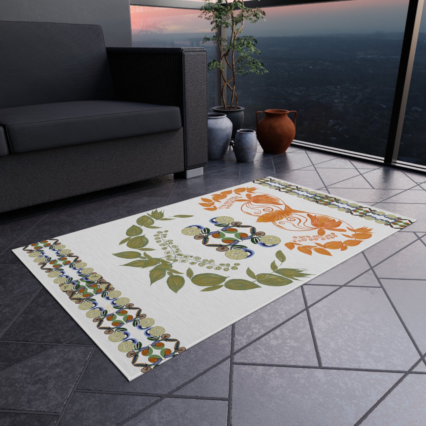 Sandy Snowless Sunsets Outdoor Rug