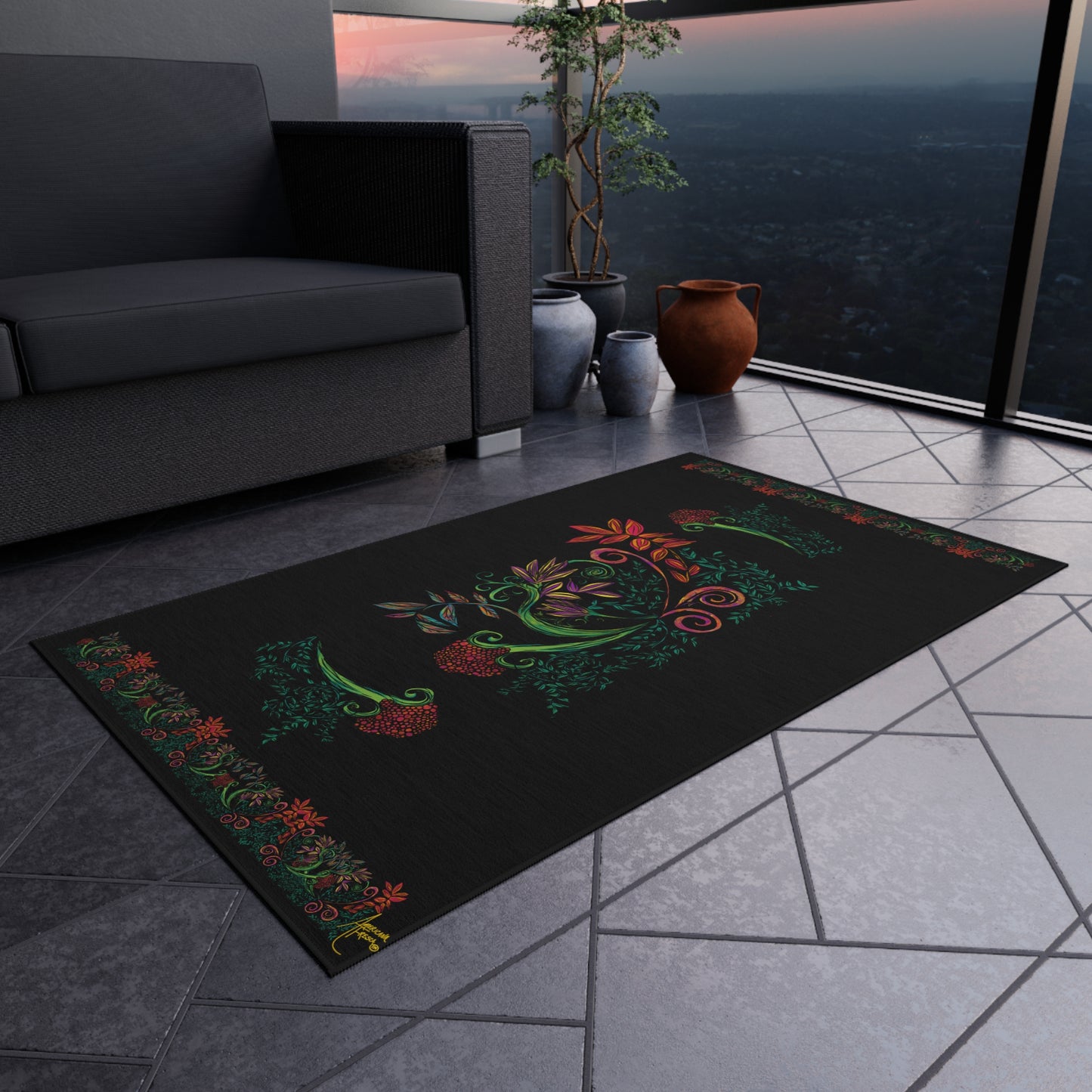 Flourished Fury Outdoor Rug