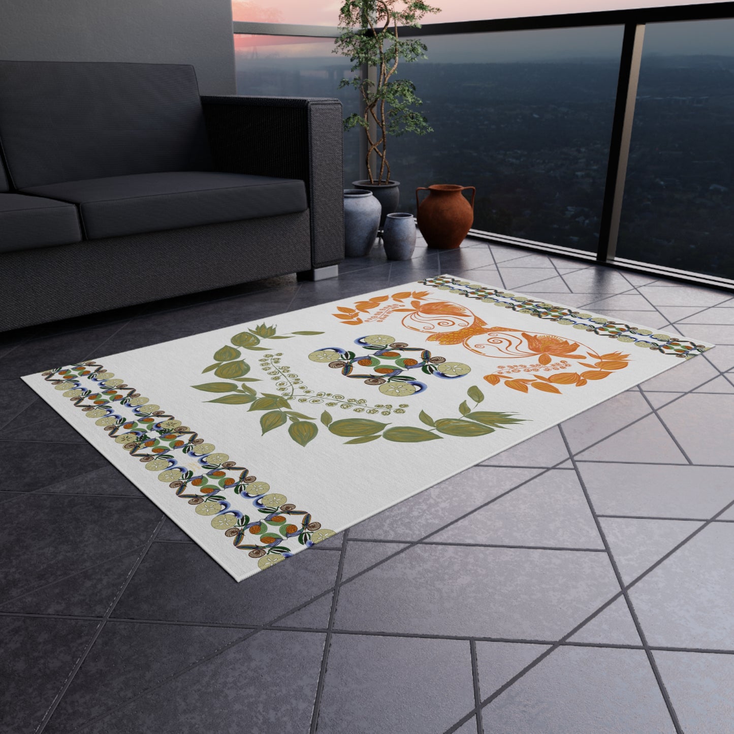 Sandy Snowless Sunsets Outdoor Rug