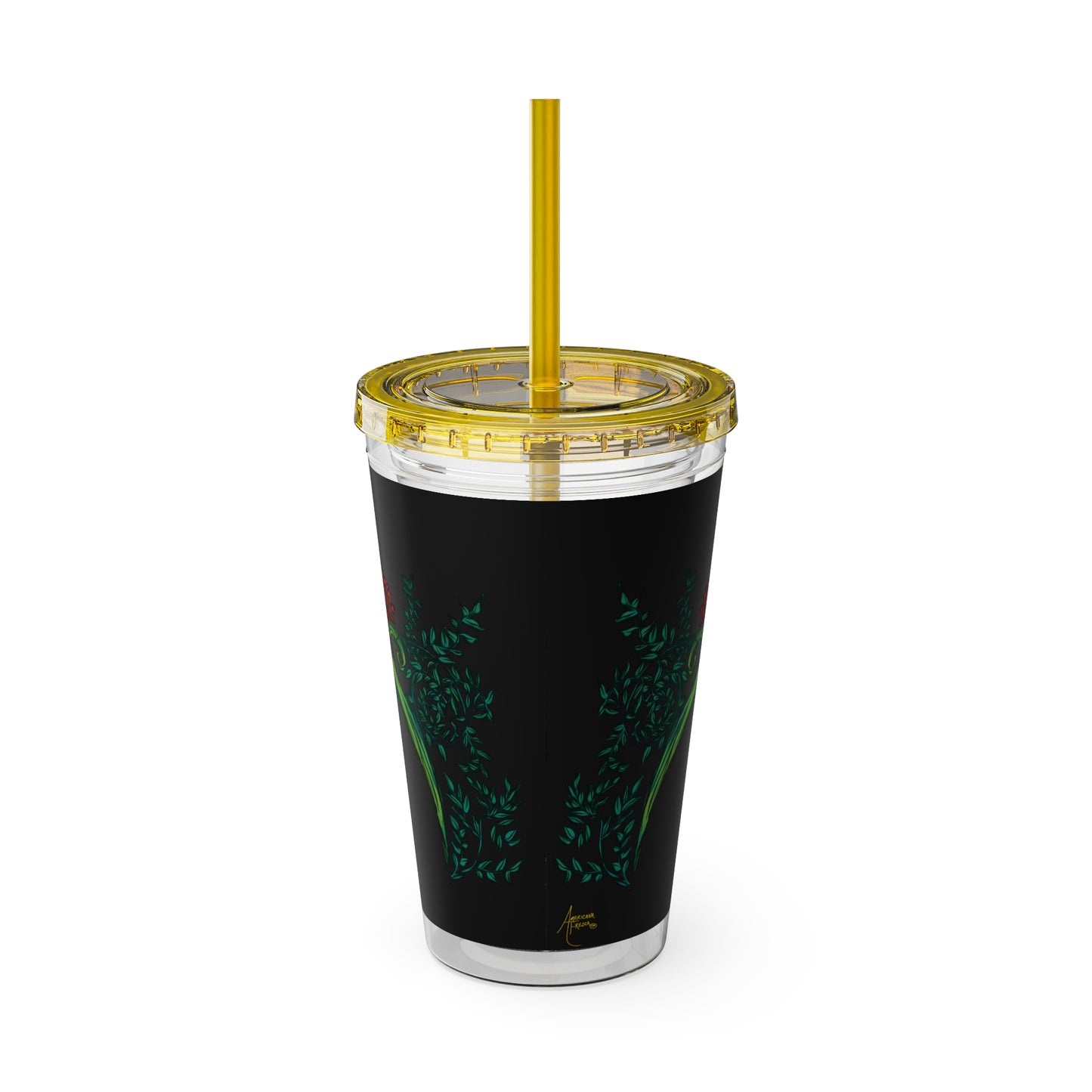 Flourished Fury Sunsplash Tumbler with Straw, 16oz