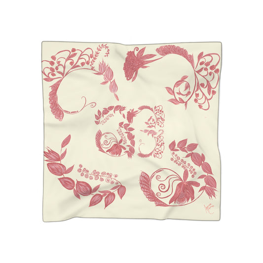 Cheery Cherry Chinoiserie Classic Square Voile Scarf