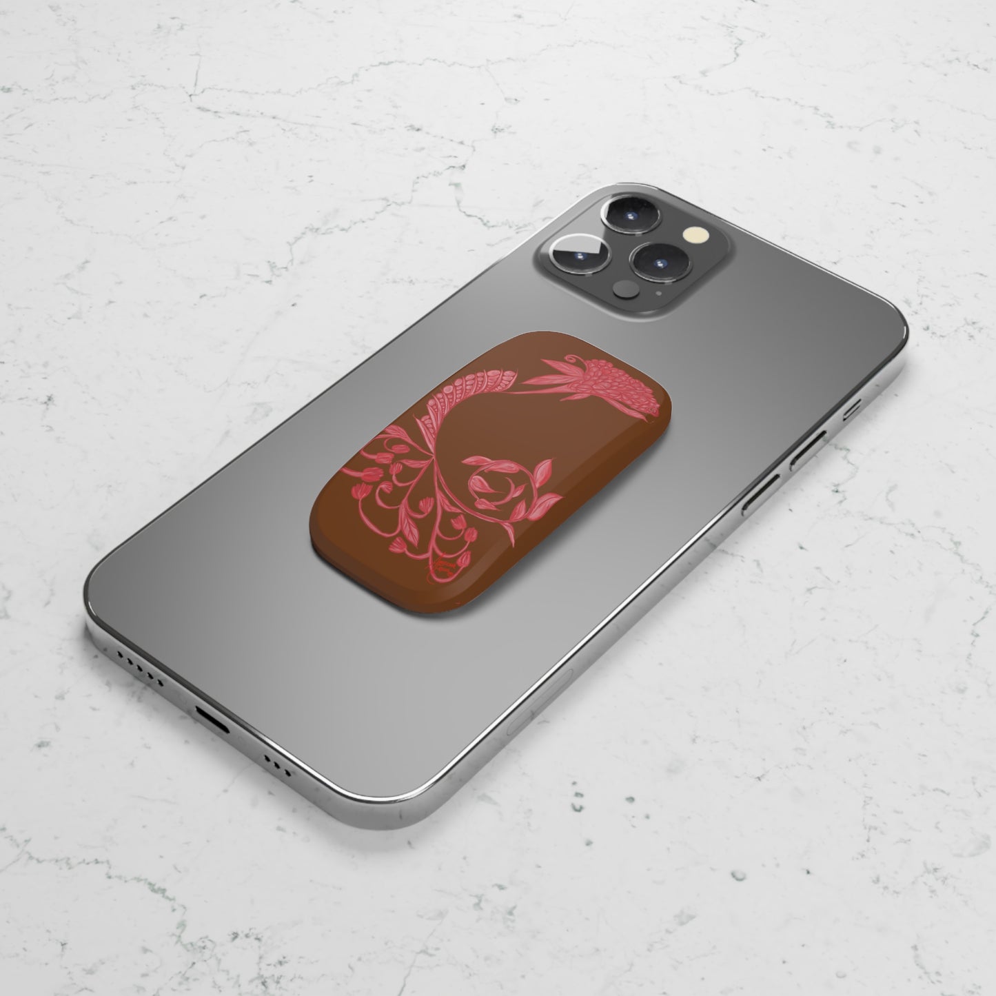 Chocolate Cherry Chinoiserie Phone Click-On Grip