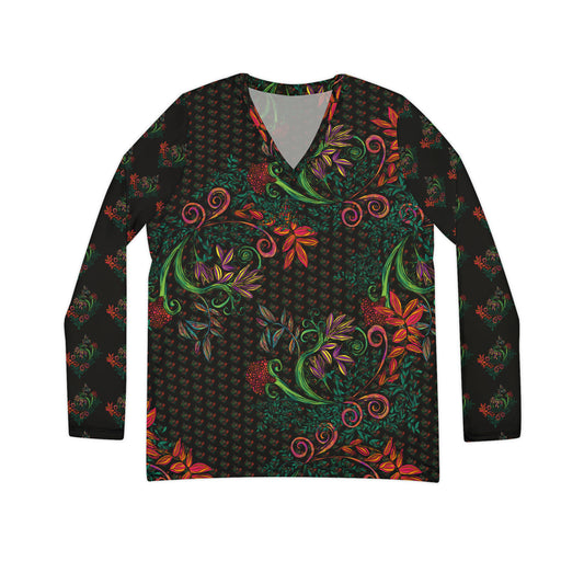 Flourished Fury Women's Long Sleeve V-neck Shirt