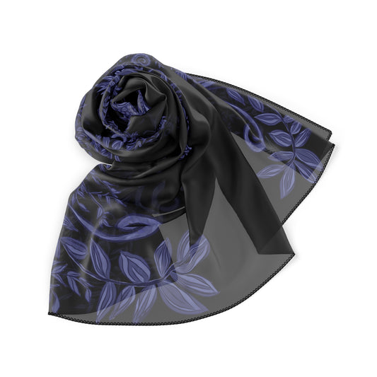 Midnight Botanical Blues Classic Chiffon Square Scarf