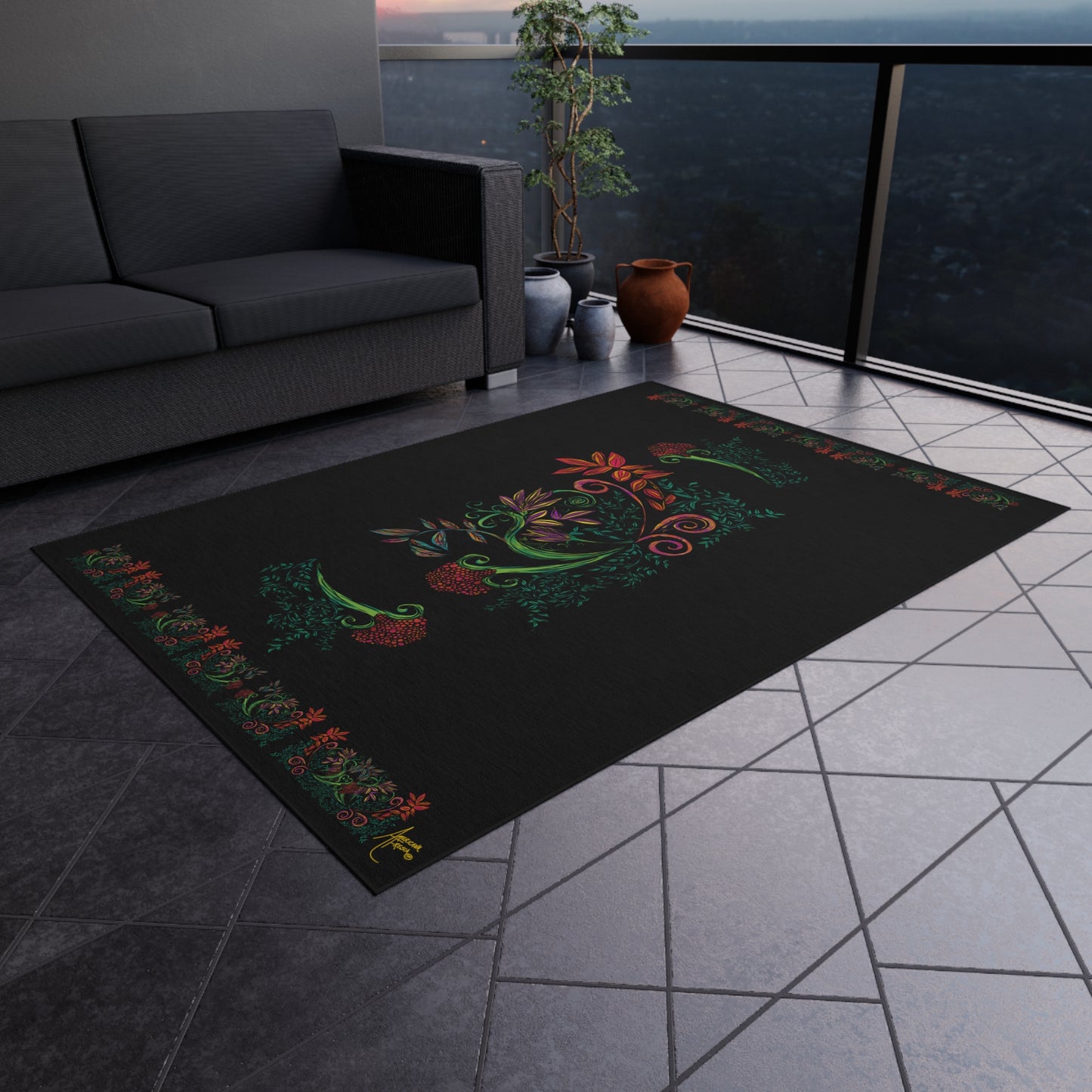 Flourished Fury Outdoor Rug