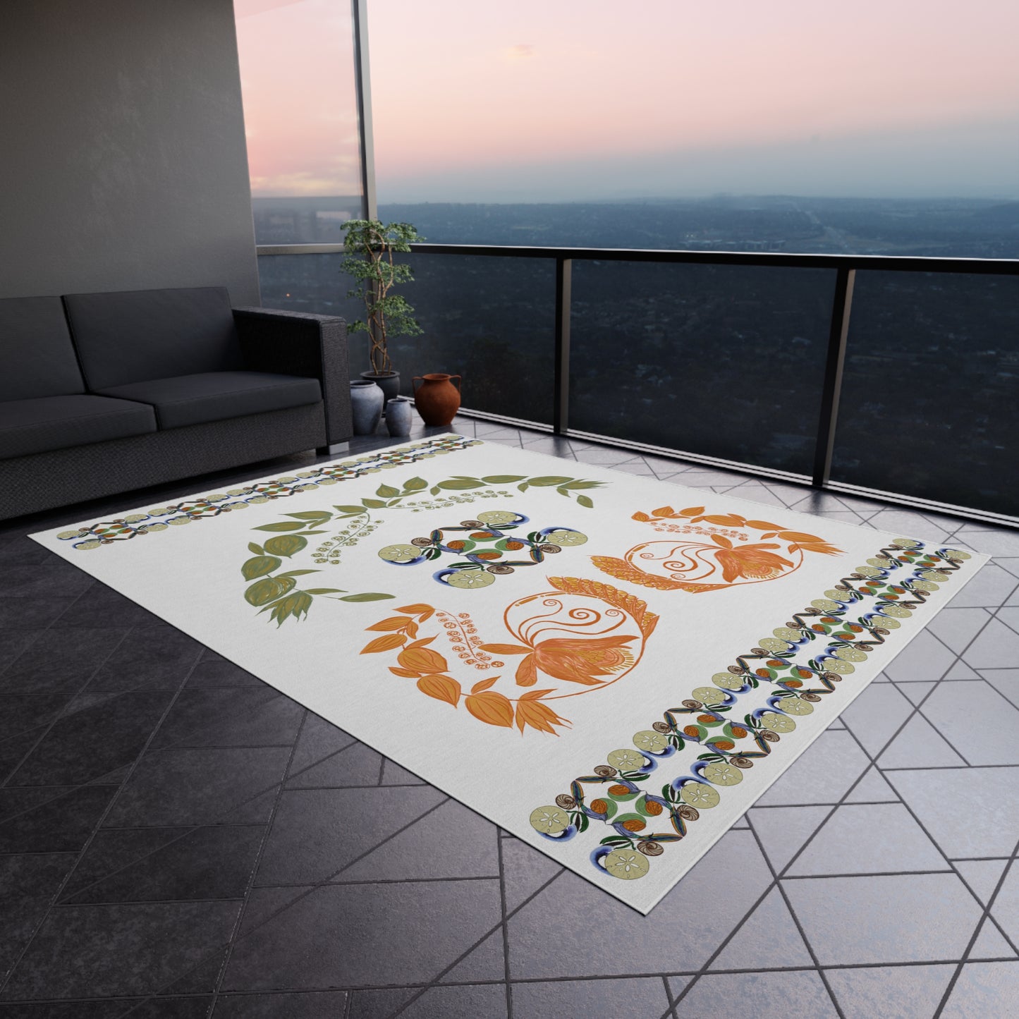 Sandy Snowless Sunsets Outdoor Rug