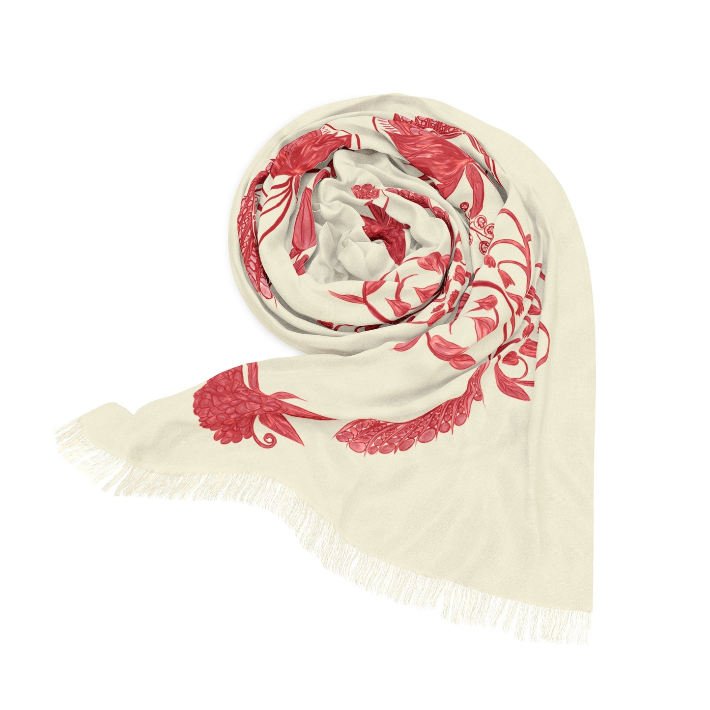 Cheery Cherry Chinoiserie Lightweight Scarf/Shawl