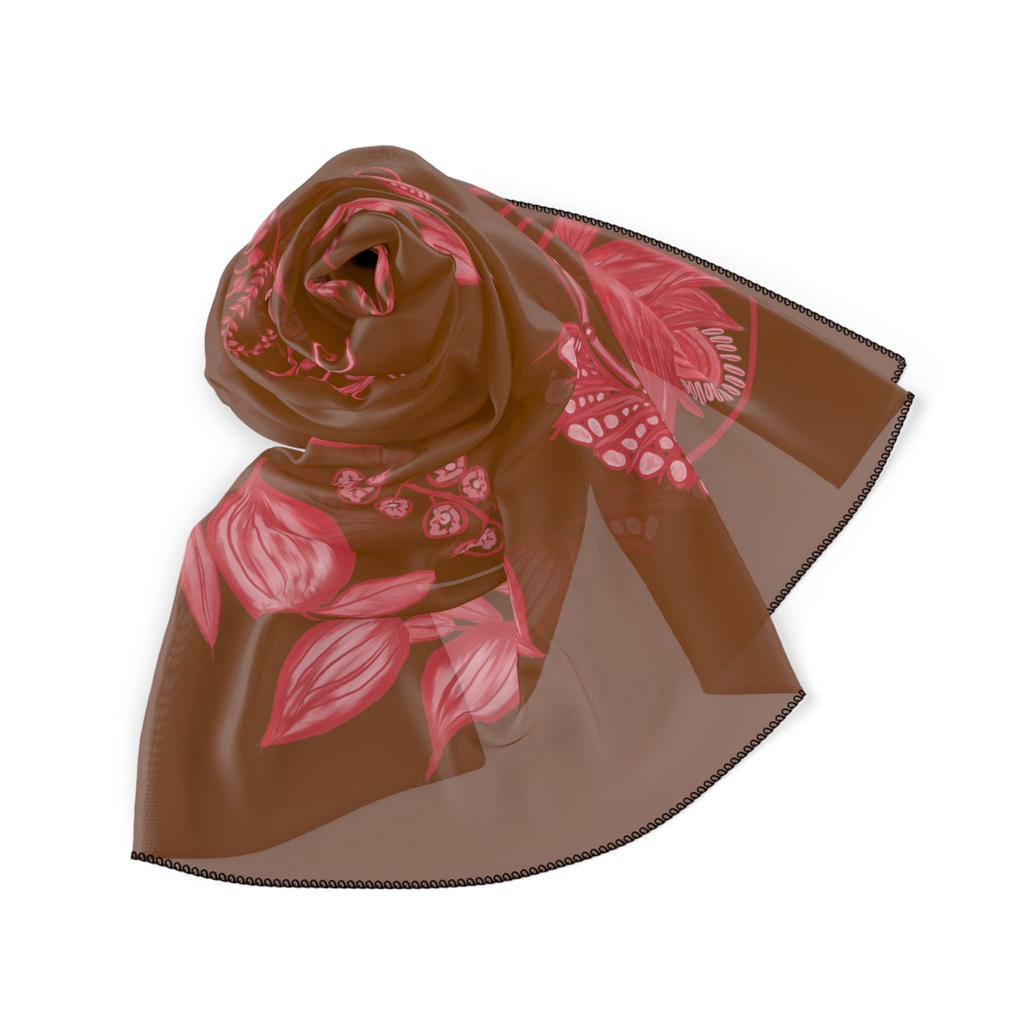 Chocolate Cherry Chinoiserie Classic Square Chiffon Scarf