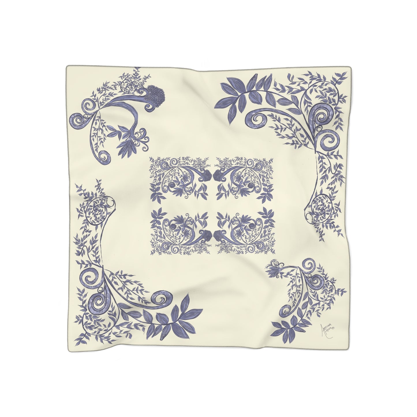 Botanical Blues Classic Square Chiffon Scarf