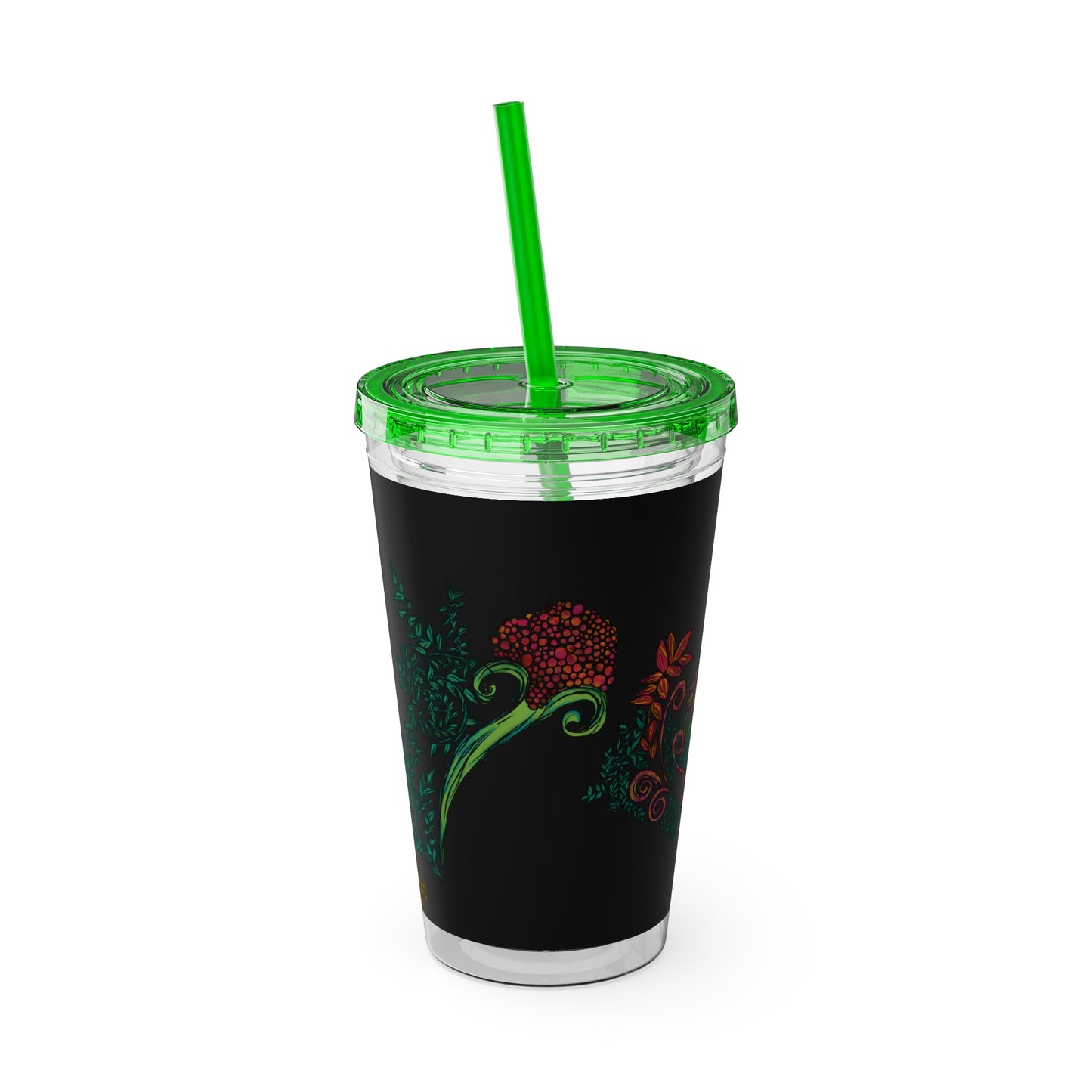 Flourished Fury Sunsplash Tumbler with Straw, 16oz