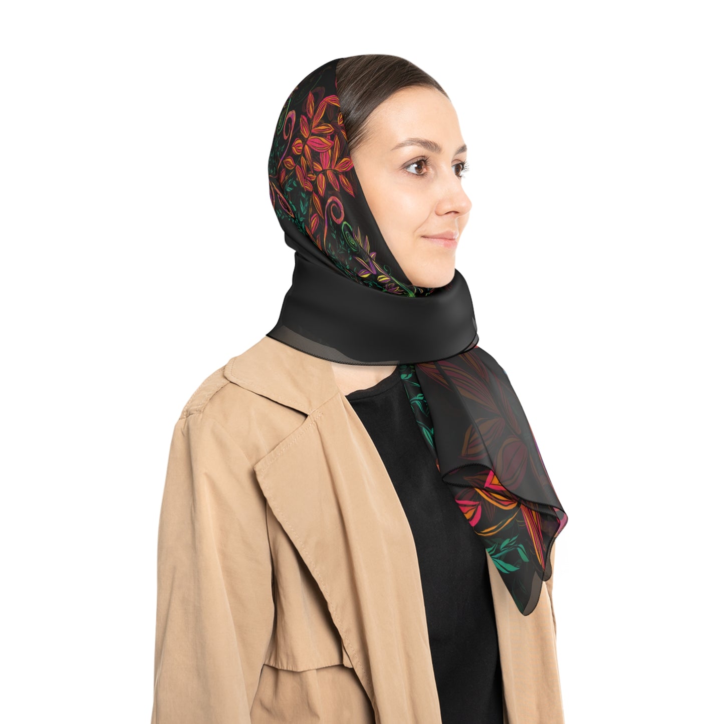 Flourished Fury Classic Chiffon Square Scarf