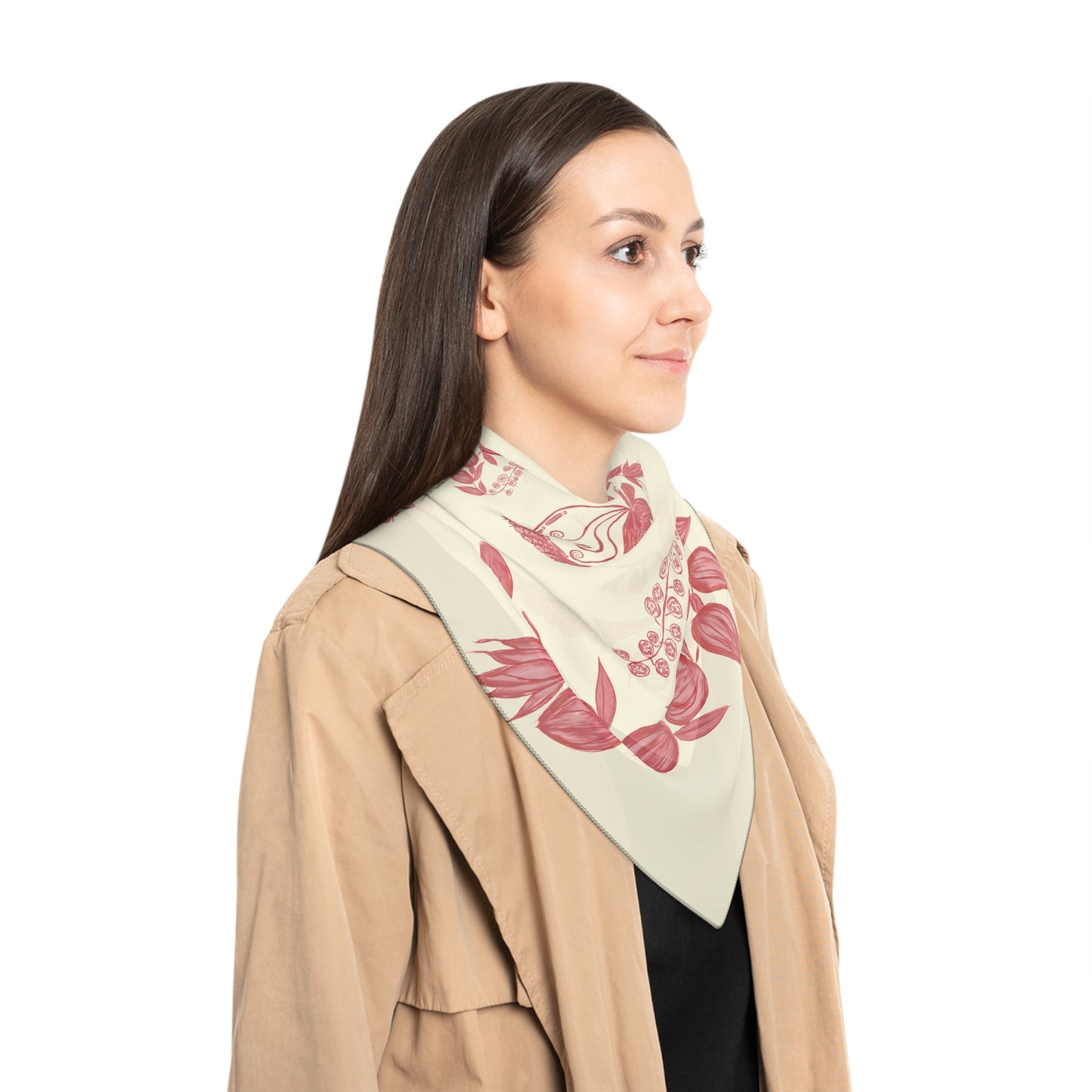 Cherry Chinoiserie Classic Square Chiffon Scarf