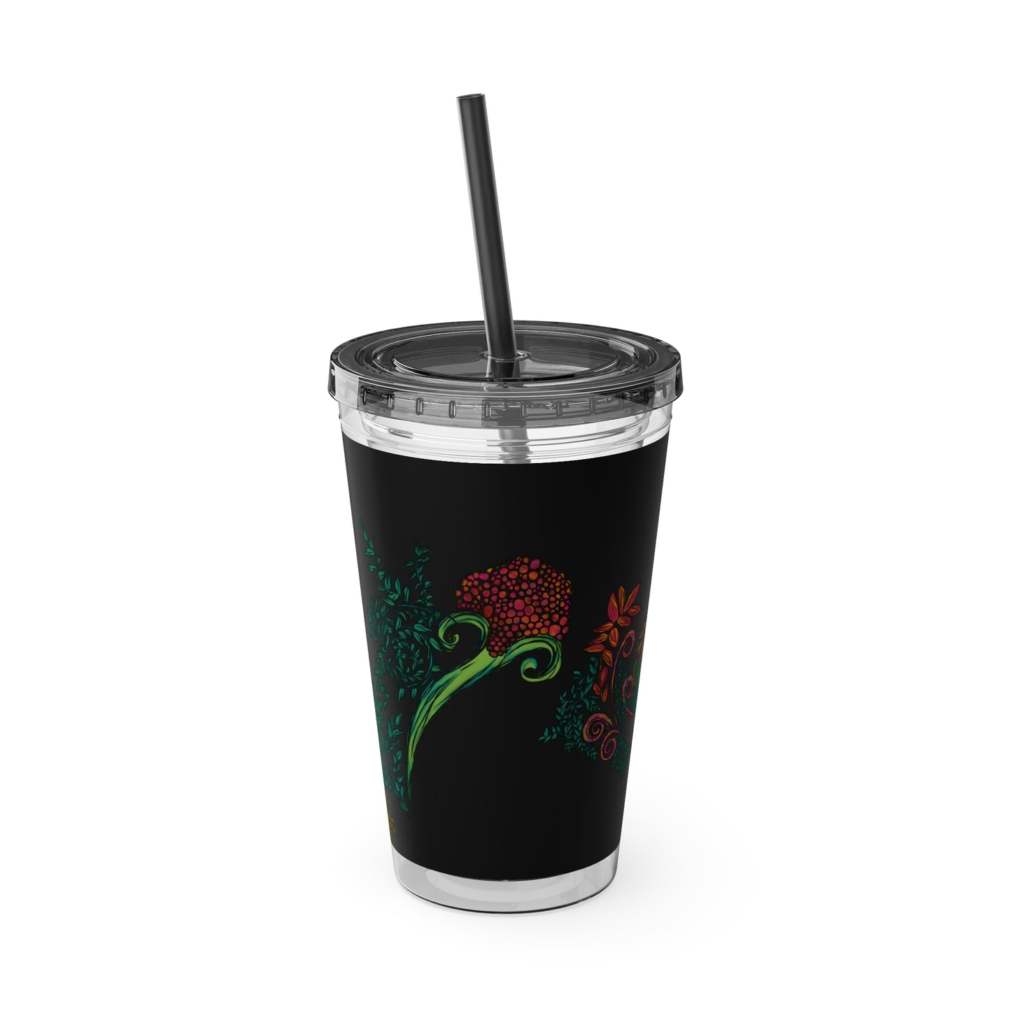 Flourished Fury Sunsplash Tumbler with Straw, 16oz