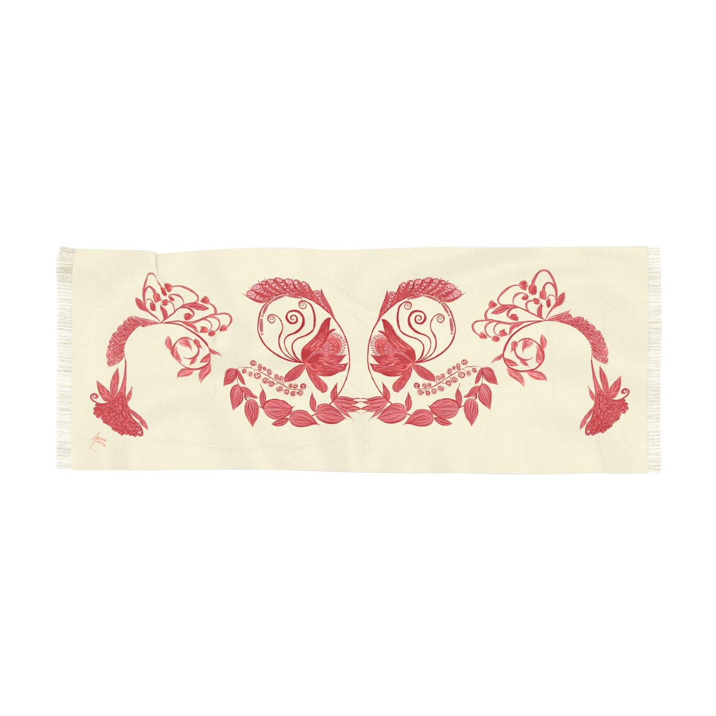 Cheery Cherry Chinoiserie Lightweight Scarf/Shawl