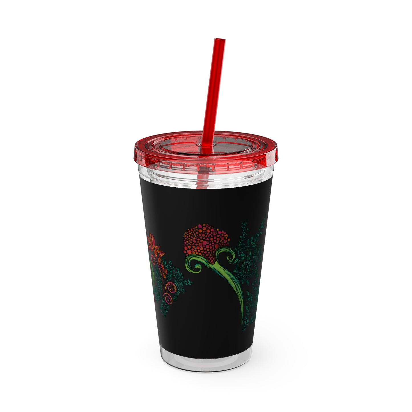 Flourished Fury Sunsplash Tumbler with Straw, 16oz