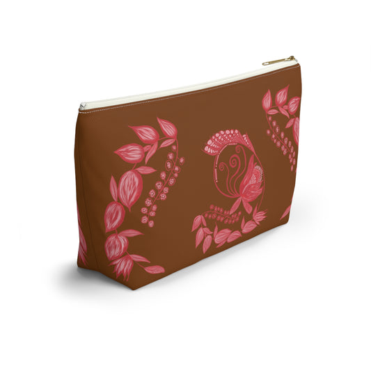 Chocolate Cherry Chinoiserie Accessory Pouch