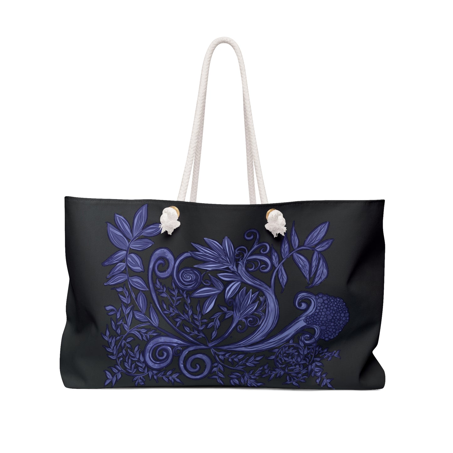 Midnight Botanical Blues Weekender Tote